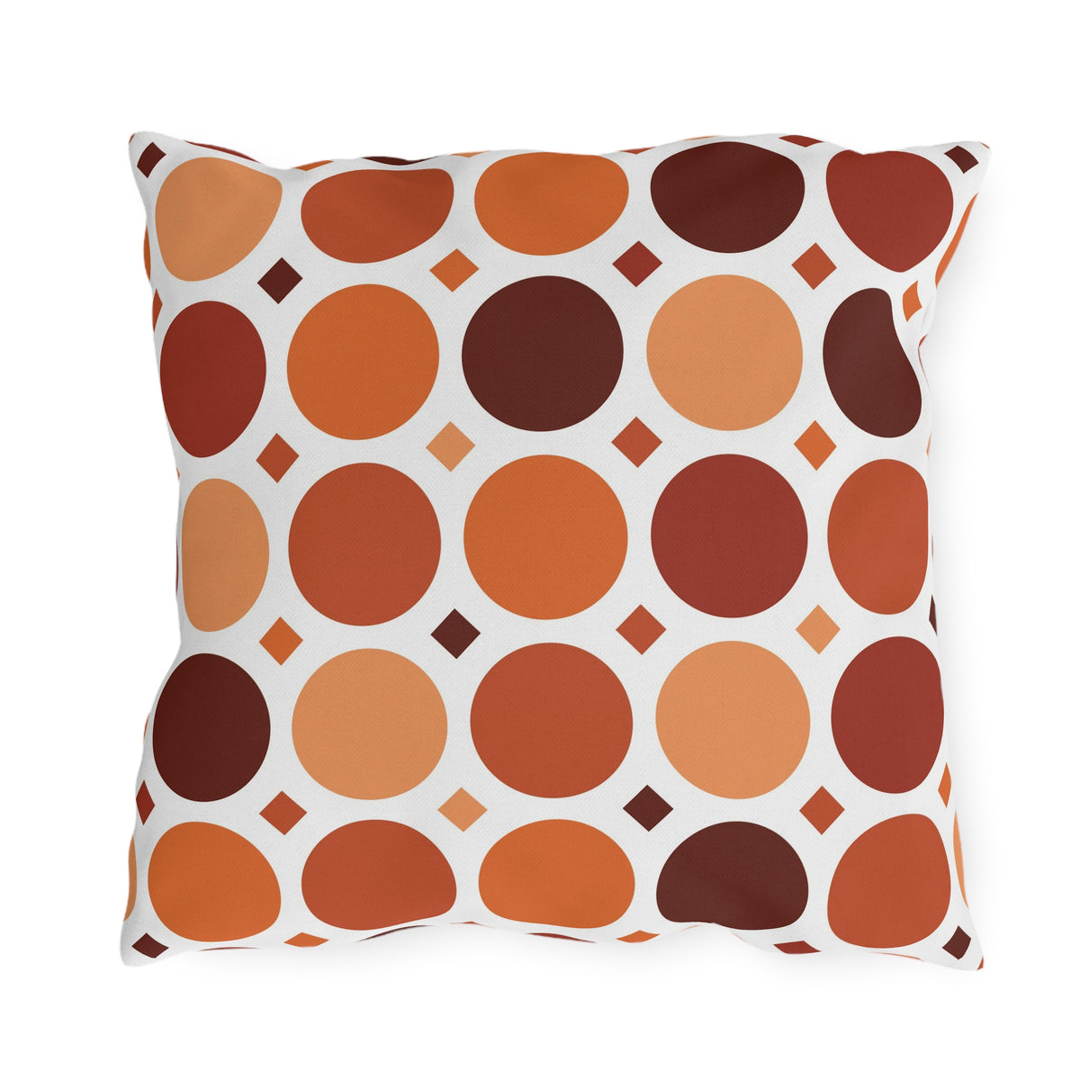 Terracotta dot grid outdoor pillow — spun polyester, UV and water resistant