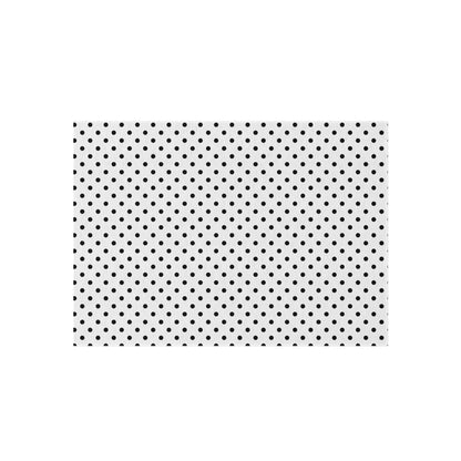 Black and white polka dot outdoor rug — soft polyester chenille with a non-slip backing