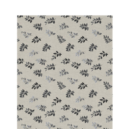 Charcoal leaf sprig outdoor rug — soft polyester chenille with a non-slip backing