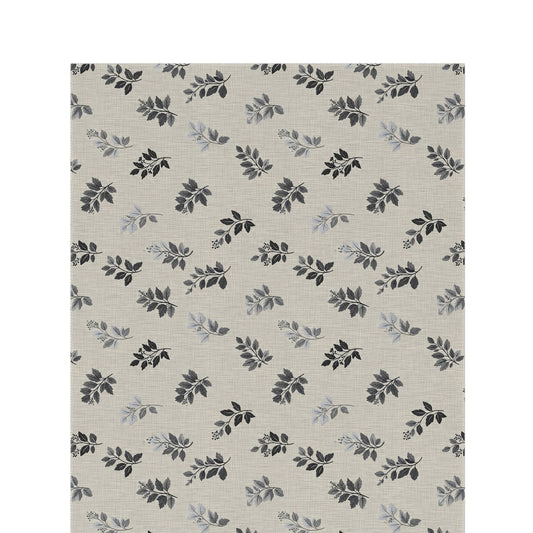 Charcoal leaf sprig outdoor rug — soft polyester chenille with a non-slip backing