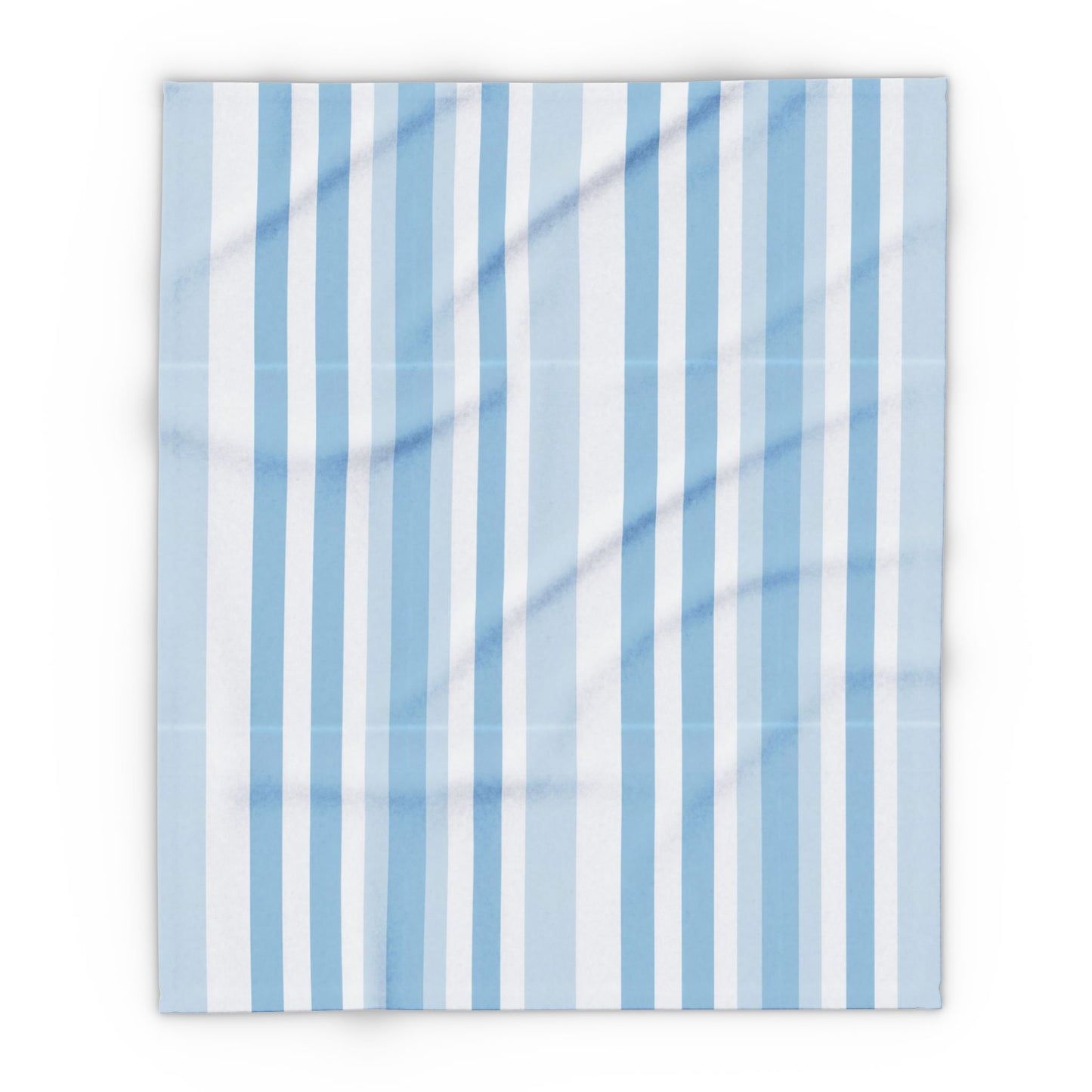 Blue and white striped outdoor fleece blanket — 315 gsm polyester fleece, soft on both sides