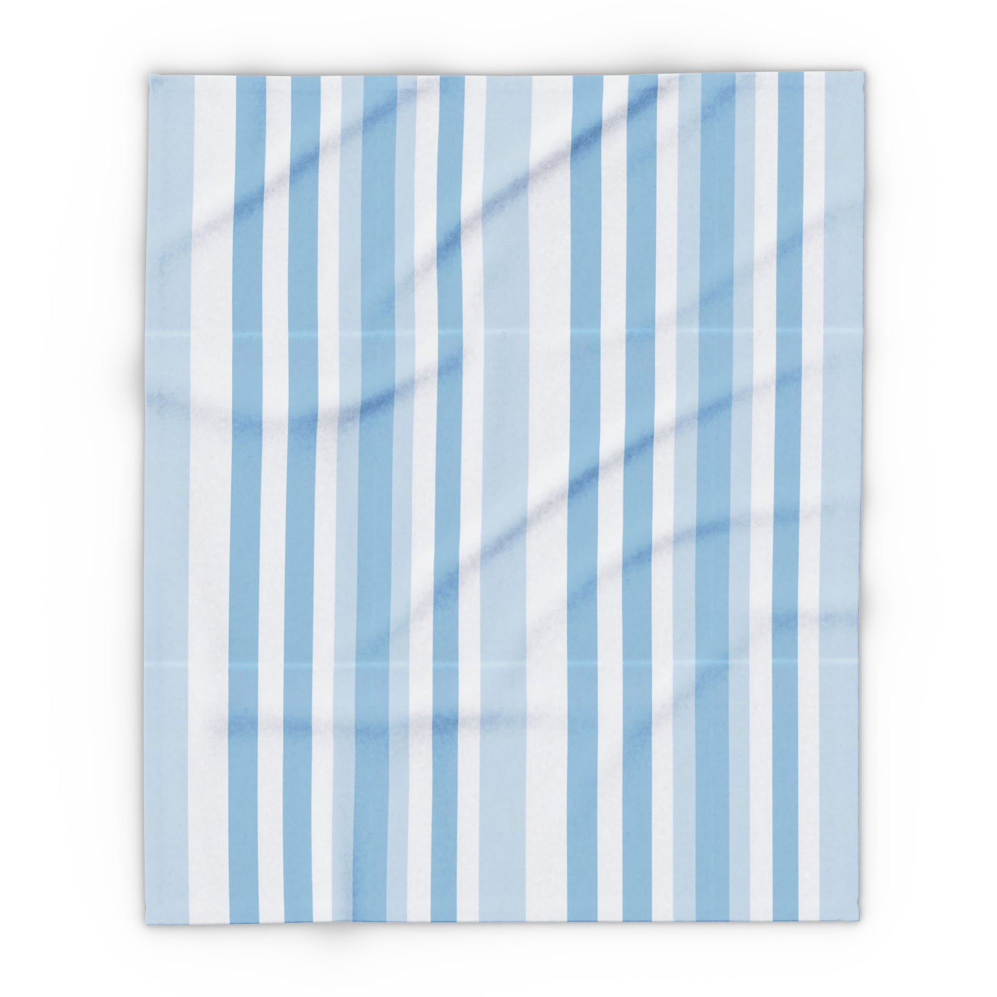 Blue and white striped outdoor fleece blanket — 315 gsm polyester fleece, soft on both sides