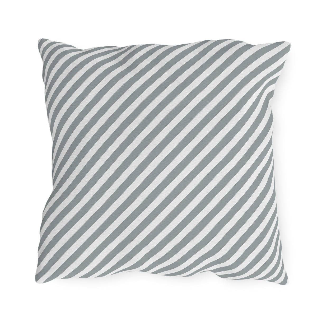 Grey diagonal stripe outdoor pillow — spun polyester, UV and water resistant