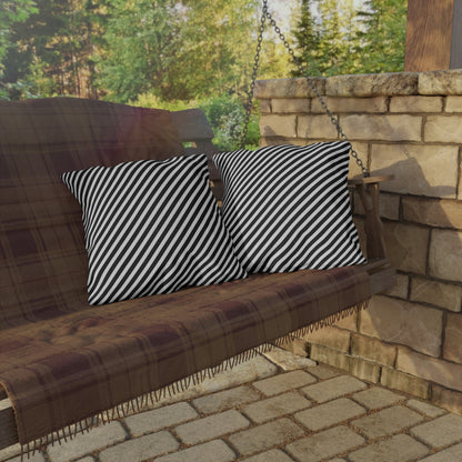Black & White Striped Outdoor Pillow