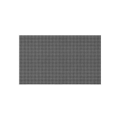 Black and white checkered outdoor rug — soft polyester chenille with a non-slip backing