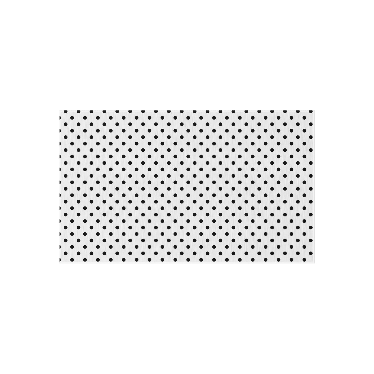 Black and white polka dot outdoor rug — soft polyester chenille with a non-slip backing