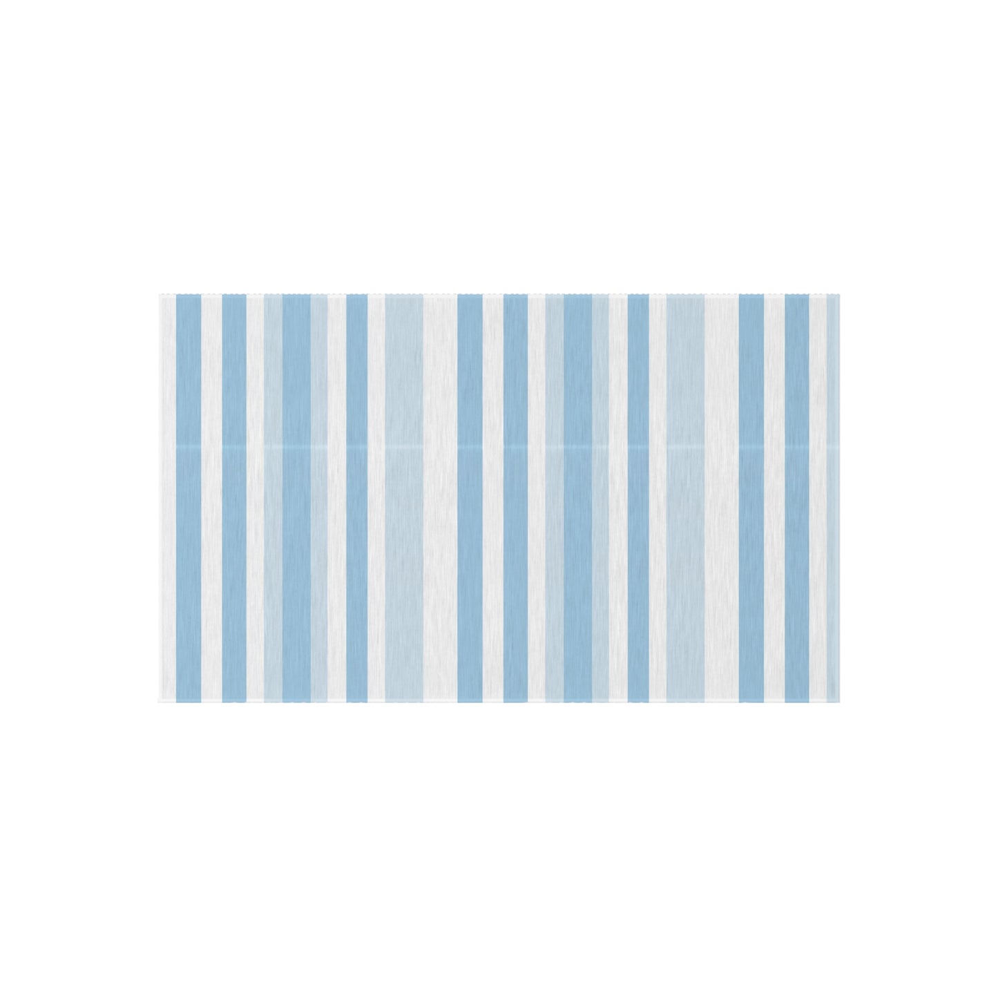 Blue and white striped outdoor rug — soft polyester chenille with a non-slip backing