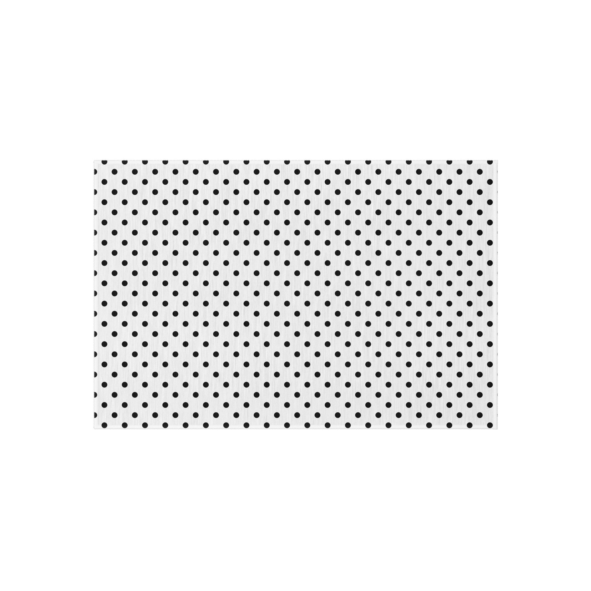 Black and white polka dot outdoor rug — soft polyester chenille with a non-slip backing