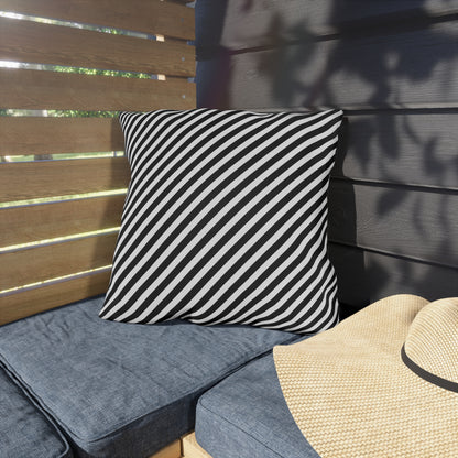 Black & White Striped Outdoor Pillow