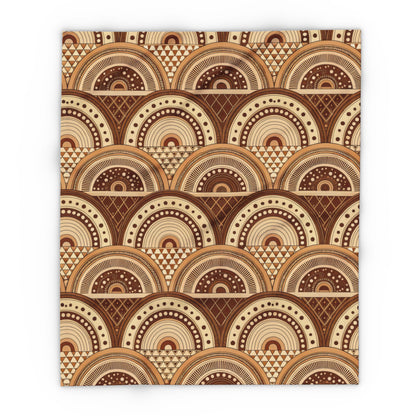 Clay boho arch outdoor fleece blanket — 315 gsm polyester fleece, soft on both sides