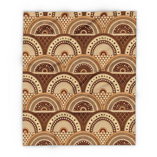 Clay boho arch outdoor fleece blanket — 315 gsm polyester fleece, soft on both sides