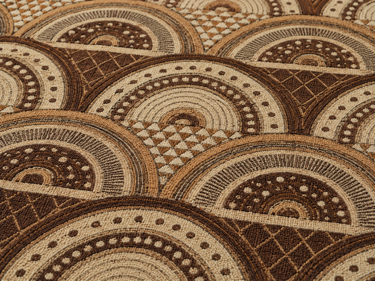 Clay boho arch outdoor rug — soft polyester chenille with a non-slip backing