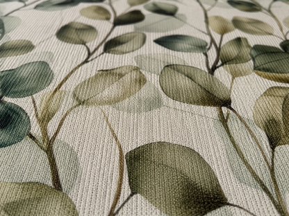 Eucalyptus watercolour outdoor rug — soft polyester chenille with a non-slip backing