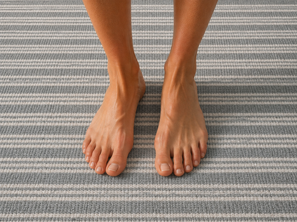 Grey Ticking Stripe Outdoor Rug