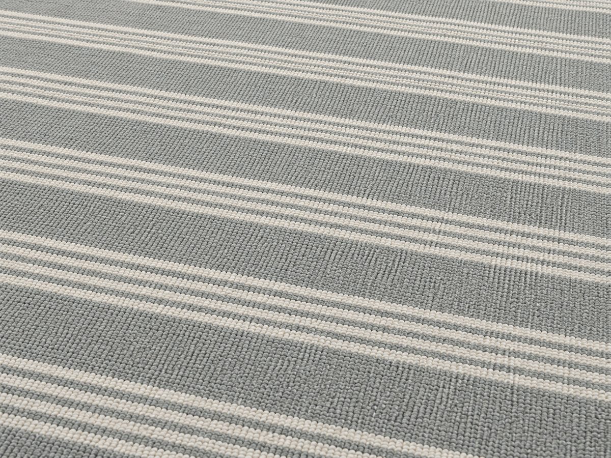 Grey Ticking Stripe Outdoor Rug