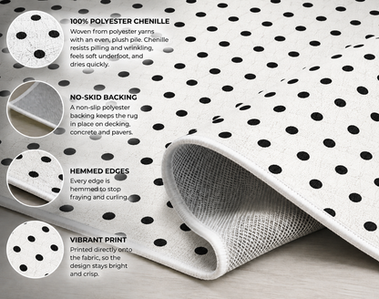 Black & White Polka Dot Outdoor Rug