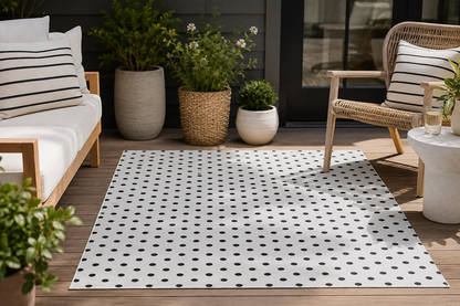 Black & White Polka Dot Outdoor Rug
