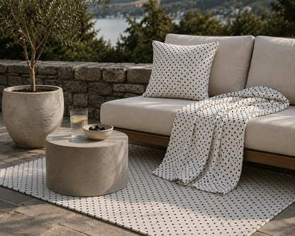 Black & White Polka Dot Outdoor Rug