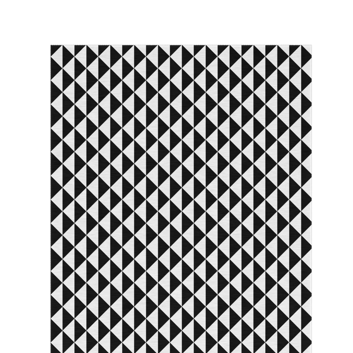 Black and white quilt triangle outdoor rug — soft polyester chenille with a non-slip backing