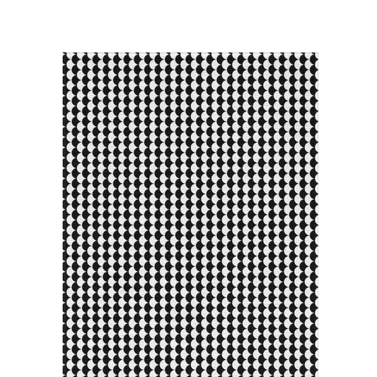 Black and white scallop outdoor rug — soft polyester chenille with a non-slip backing