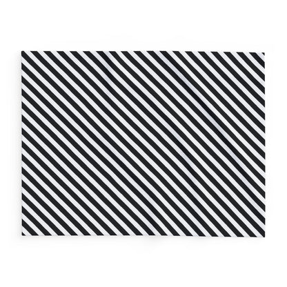 Black and white striped fleece blanket shown across all three sizes, 30x40 to 60x80