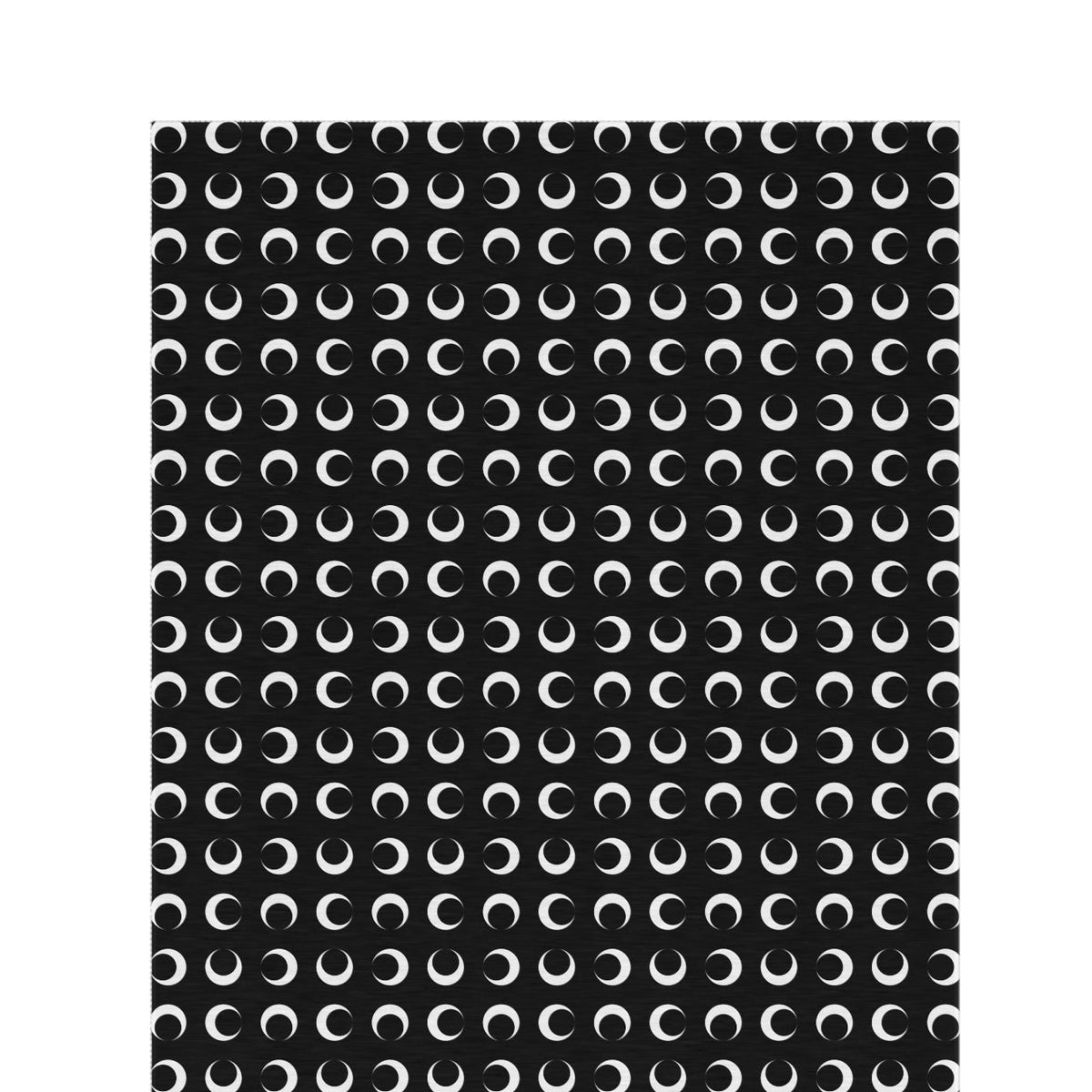 Black crescent moon outdoor rug — soft polyester chenille with a non-slip backing