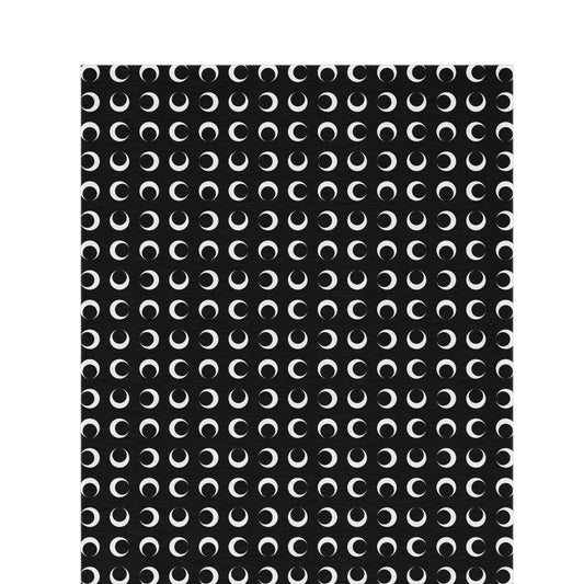 Black crescent moon outdoor rug — soft polyester chenille with a non-slip backing
