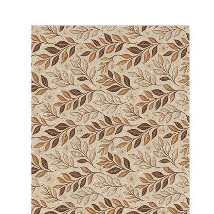 Brown leaf sprig outdoor rug — soft polyester chenille with a non-slip backing