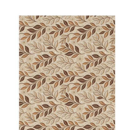 Brown leaf sprig outdoor rug — soft polyester chenille with a non-slip backing