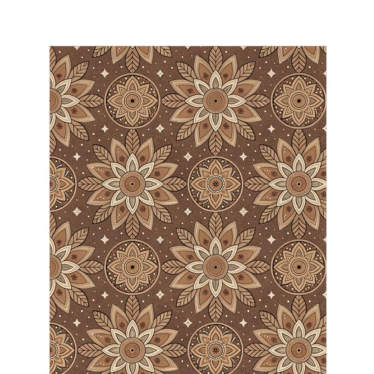 Brown mandala outdoor rug — soft polyester chenille with a non-slip backing