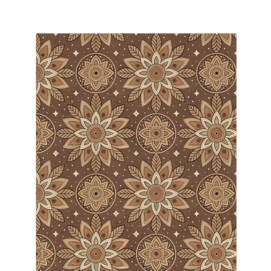 Brown mandala outdoor rug — soft polyester chenille with a non-slip backing