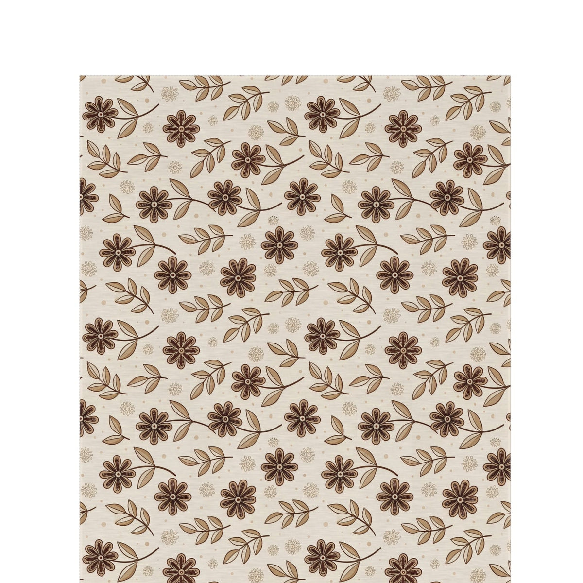 Brown retro floral outdoor rug — soft polyester chenille with a non-slip backing