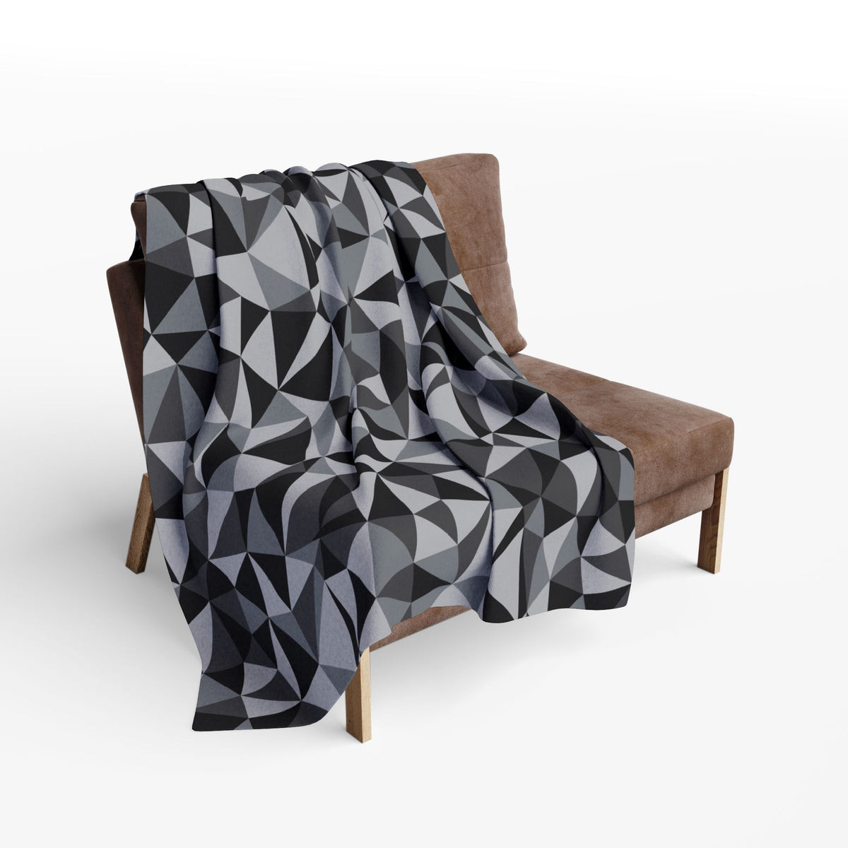 Charcoal facet outdoor fleece blanket — 315 gsm polyester fleece, soft on both sides