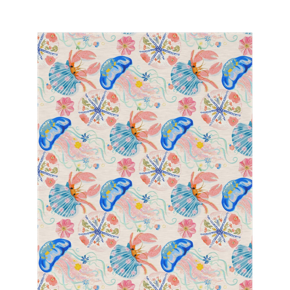 Coastal seashell outdoor rug — soft polyester chenille with a non-slip backing