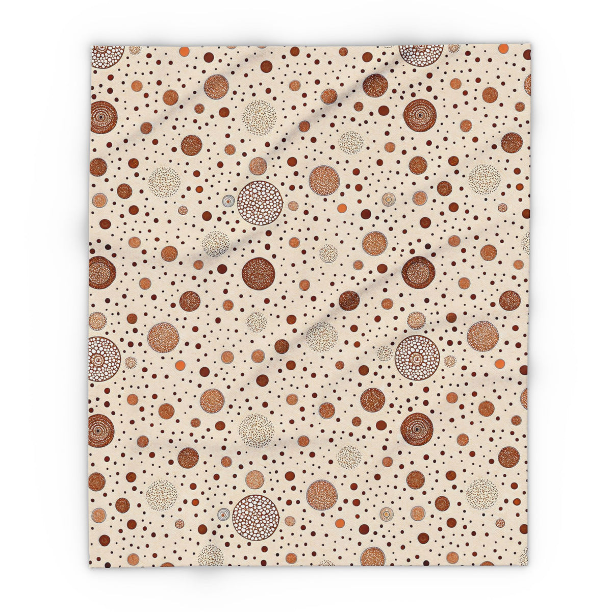 Copper scattered circle outdoor fleece blanket — 315 gsm polyester fleece, soft on both sides
