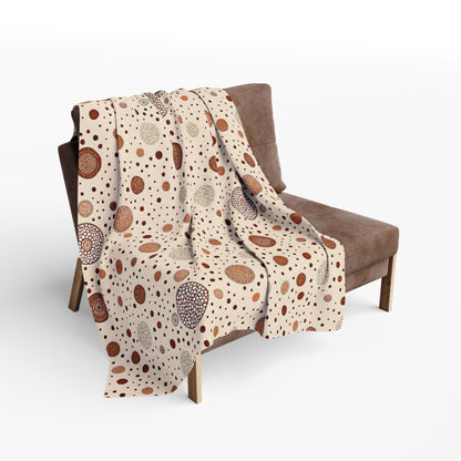 Copper scattered circle outdoor fleece blanket — 315 gsm polyester fleece, soft on both sides