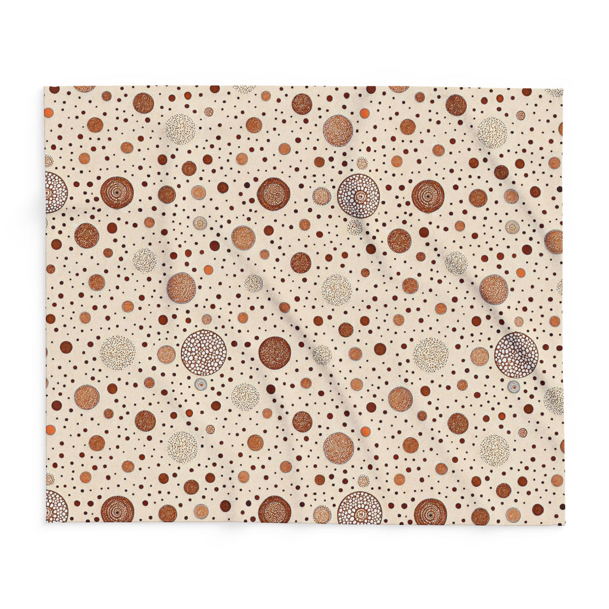 Copper scattered circle outdoor fleece blanket — 315 gsm polyester fleece, soft on both sides
