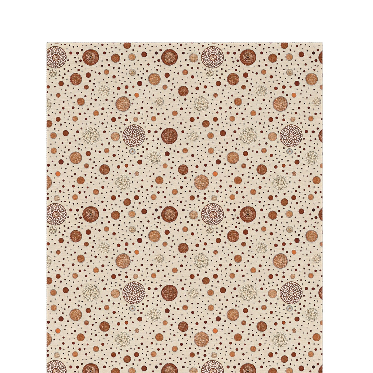 Copper scattered circle outdoor rug — soft polyester chenille with a non-slip backing