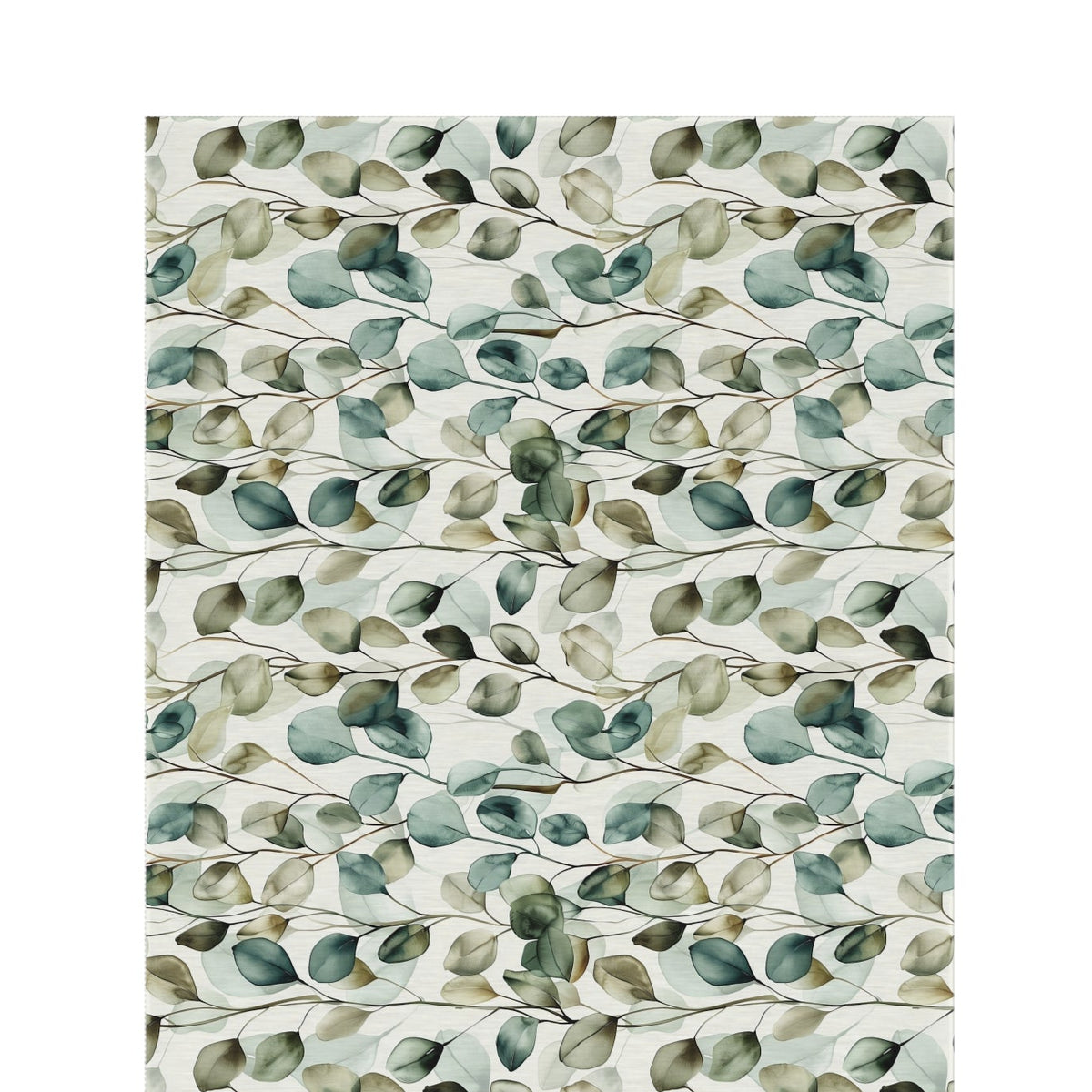 Eucalyptus watercolour outdoor rug — soft polyester chenille with a non-slip backing
