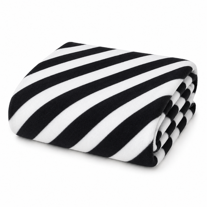 Black & White Striped Outdoor Fleece Blanket