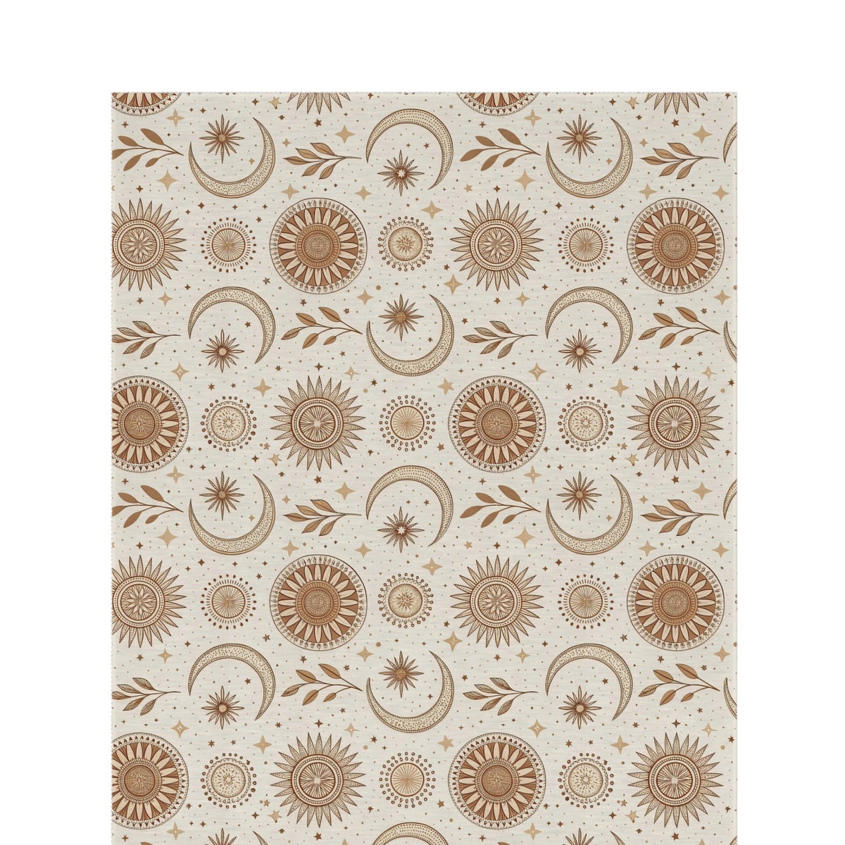 Golden sun and moon outdoor rug — soft polyester chenille with a non-slip backing
