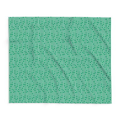 Green basketweave outdoor fleece blanket — 315 gsm polyester fleece, soft on both sides
