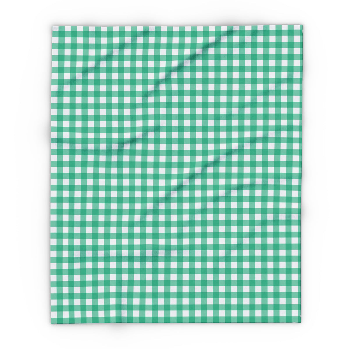 Green gingham outdoor fleece blanket — 315 gsm polyester fleece, soft on both sides