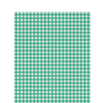 Green gingham outdoor rug — soft polyester chenille with a non-slip backing