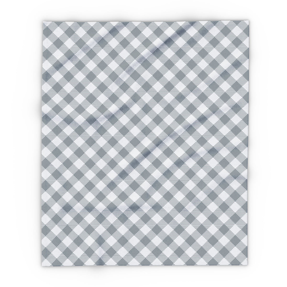 Grey diagonal gingham outdoor fleece blanket — 315 gsm polyester fleece, soft on both sides