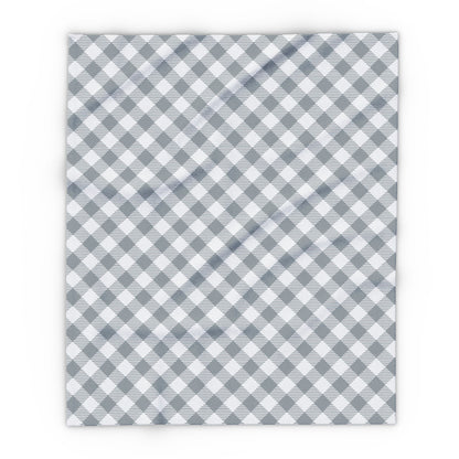 Grey diagonal gingham outdoor fleece blanket — 315 gsm polyester fleece, soft on both sides