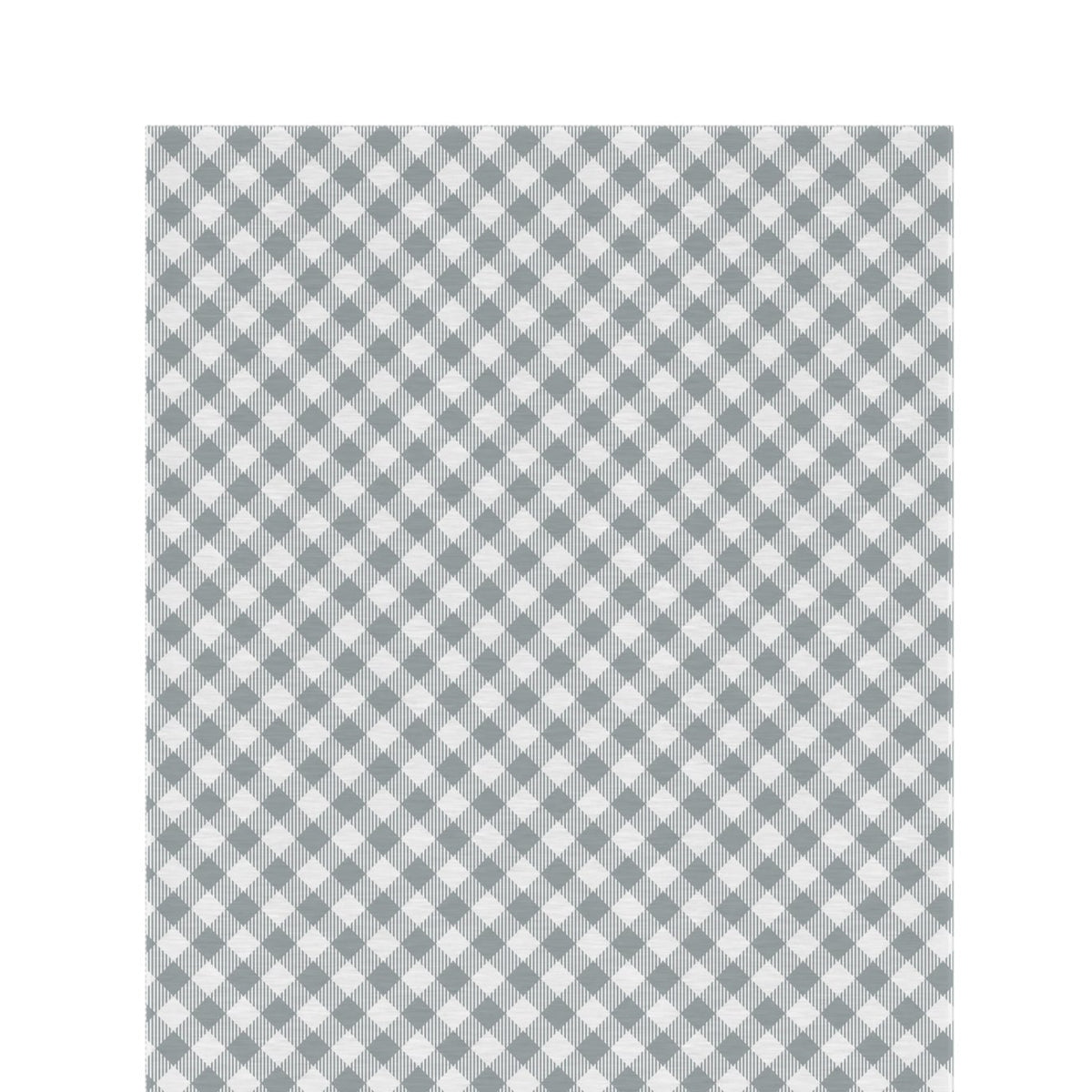 Grey diagonal gingham outdoor rug — soft polyester chenille with a non-slip backing