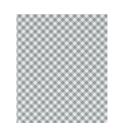 Grey diagonal gingham outdoor rug — soft polyester chenille with a non-slip backing