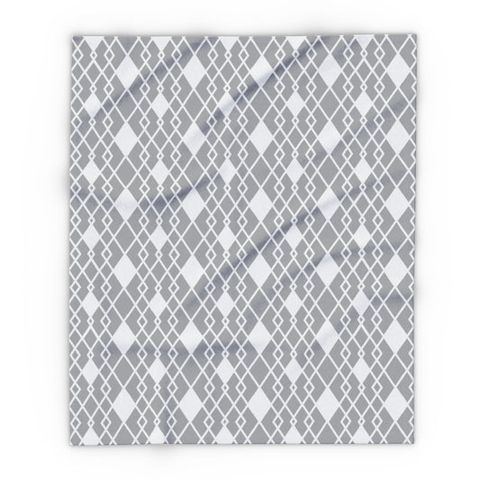 Grey diamond lattice outdoor fleece blanket — 315 gsm polyester fleece, soft on both sides