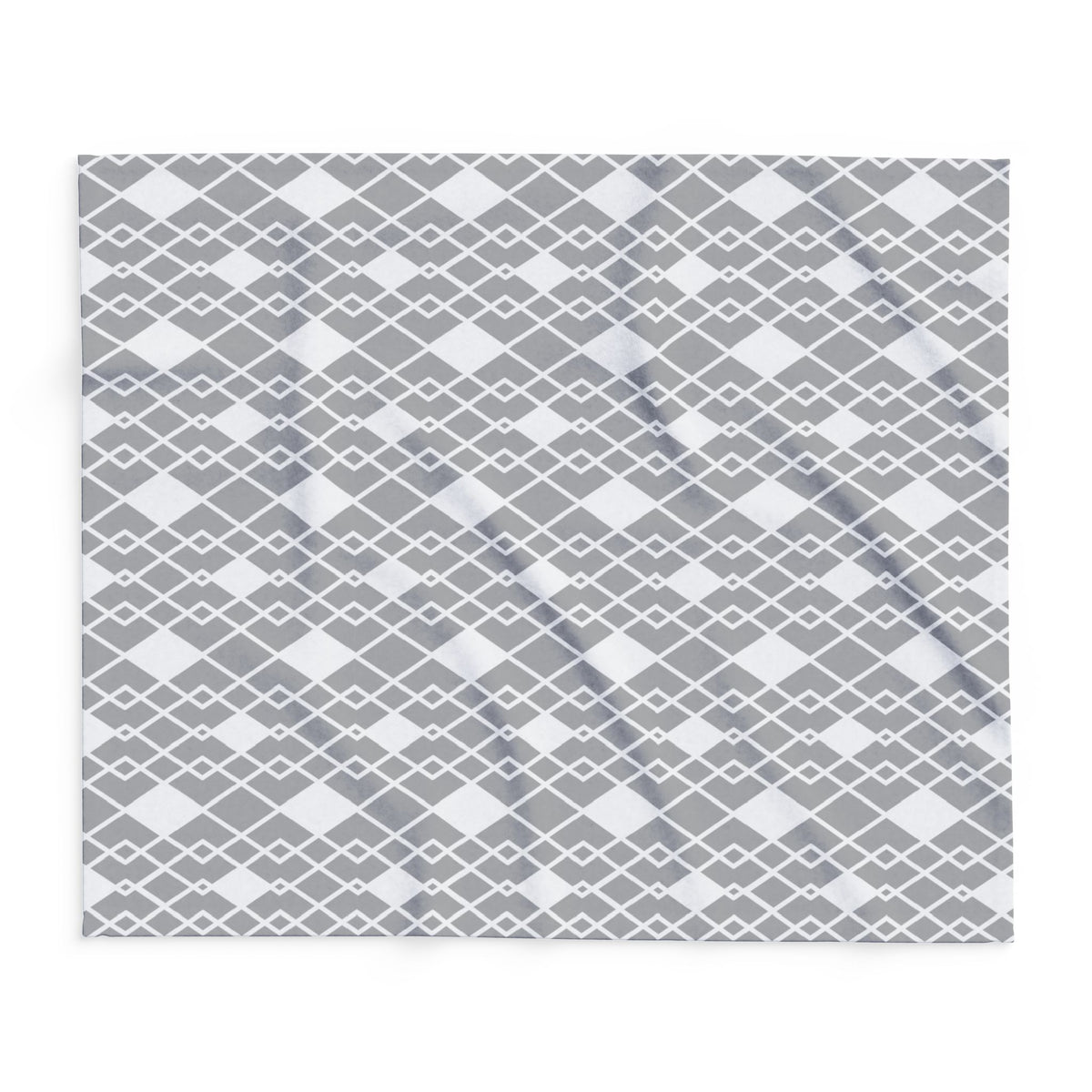 Grey diamond lattice outdoor fleece blanket — 315 gsm polyester fleece, soft on both sides